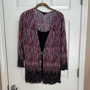 Notations Pink and Black Patterned Cardigan